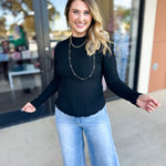 Kinsley Long Sleeve - Black-210 Casual Blouses-POLOGRAM-July & June Women's Fashion Boutique Located in San Antonio, Texas
