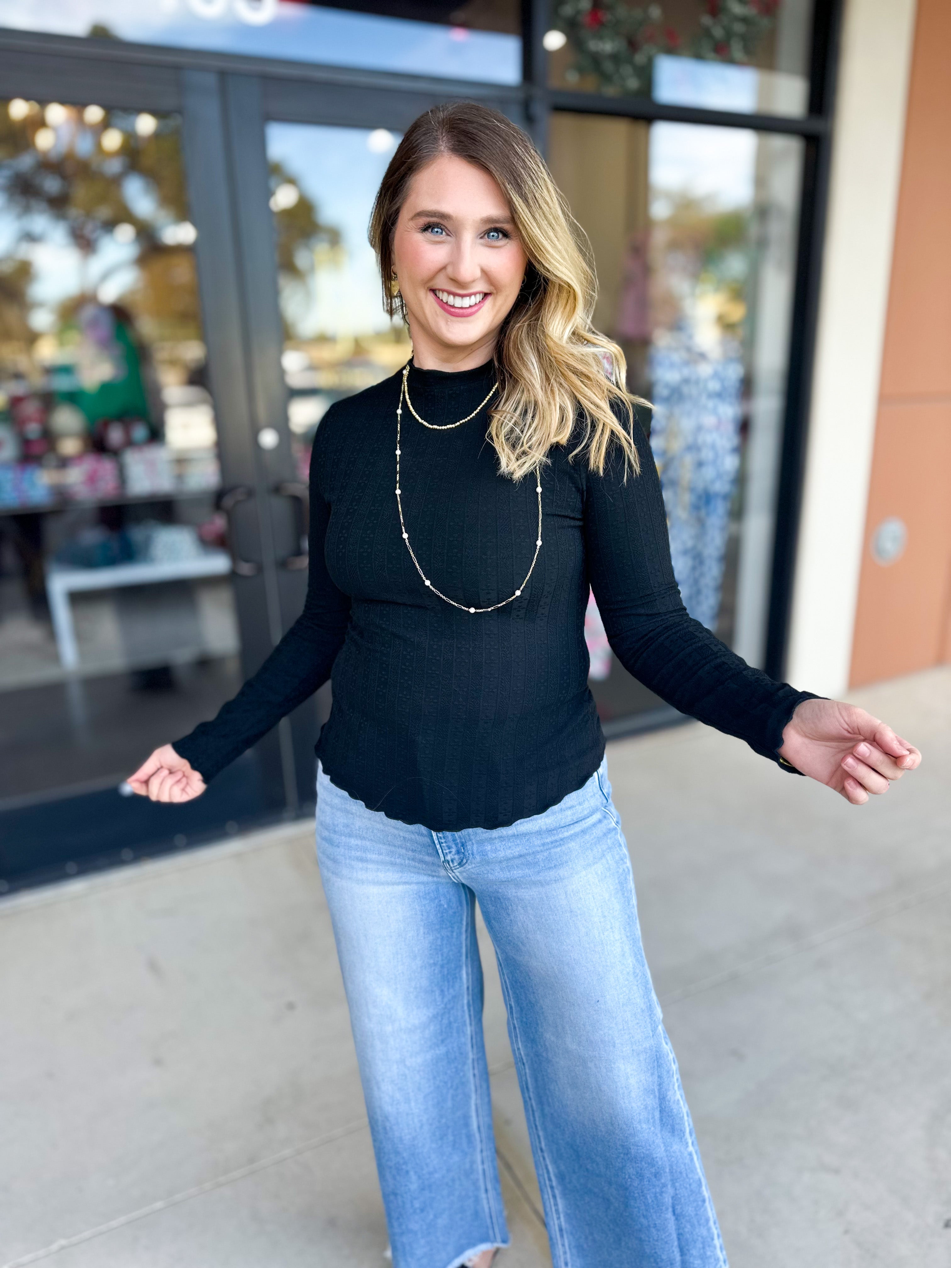 Kinsley Long Sleeve - Black-210 Casual Blouses-POLOGRAM-July & June Women's Fashion Boutique Located in San Antonio, Texas