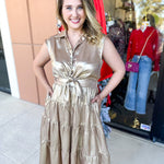 Champagne Collard Midi Dress-500 Midi-ENTRO-July & June Women's Fashion Boutique Located in San Antonio, Texas