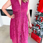 Elegant Lace Midi Dress - Merlot-500 Midi-FATE-July & June Women's Fashion Boutique Located in San Antonio, Texas