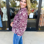 The Wrenlee Blouse - Wine-200 Fashion Blouses-POLOGRAM-July & June Women's Fashion Boutique Located in San Antonio, Texas