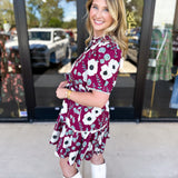 Plum Floral Mini Dress-510 Mini-ENTRO-July & June Women's Fashion Boutique Located in San Antonio, Texas