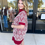 Burgundy Embroidered Mini Dress-510 Mini-ENTRO-July & June Women's Fashion Boutique Located in San Antonio, Texas