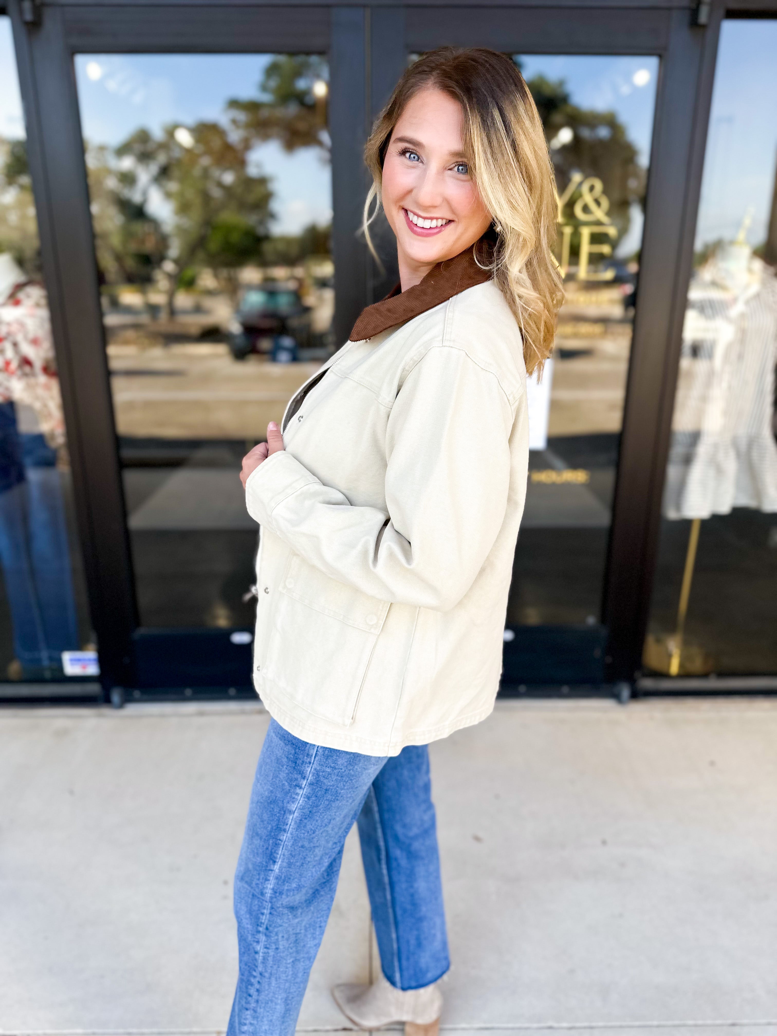 Barn Jacket - Tan-600 Outerwear-AARON & AMBER-July & June Women's Fashion Boutique Located in San Antonio, Texas
