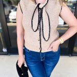 The Kate Sweater Vest - Mocha-230 Sweaters/Cardis-ENTRO-July & June Women's Fashion Boutique Located in San Antonio, Texas
