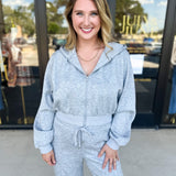 Soft Modal Hooded Jacket - Grey-300 Athleisure/Lounge-SKIES ARE BLUE-July & June Women's Fashion Boutique Located in San Antonio, Texas