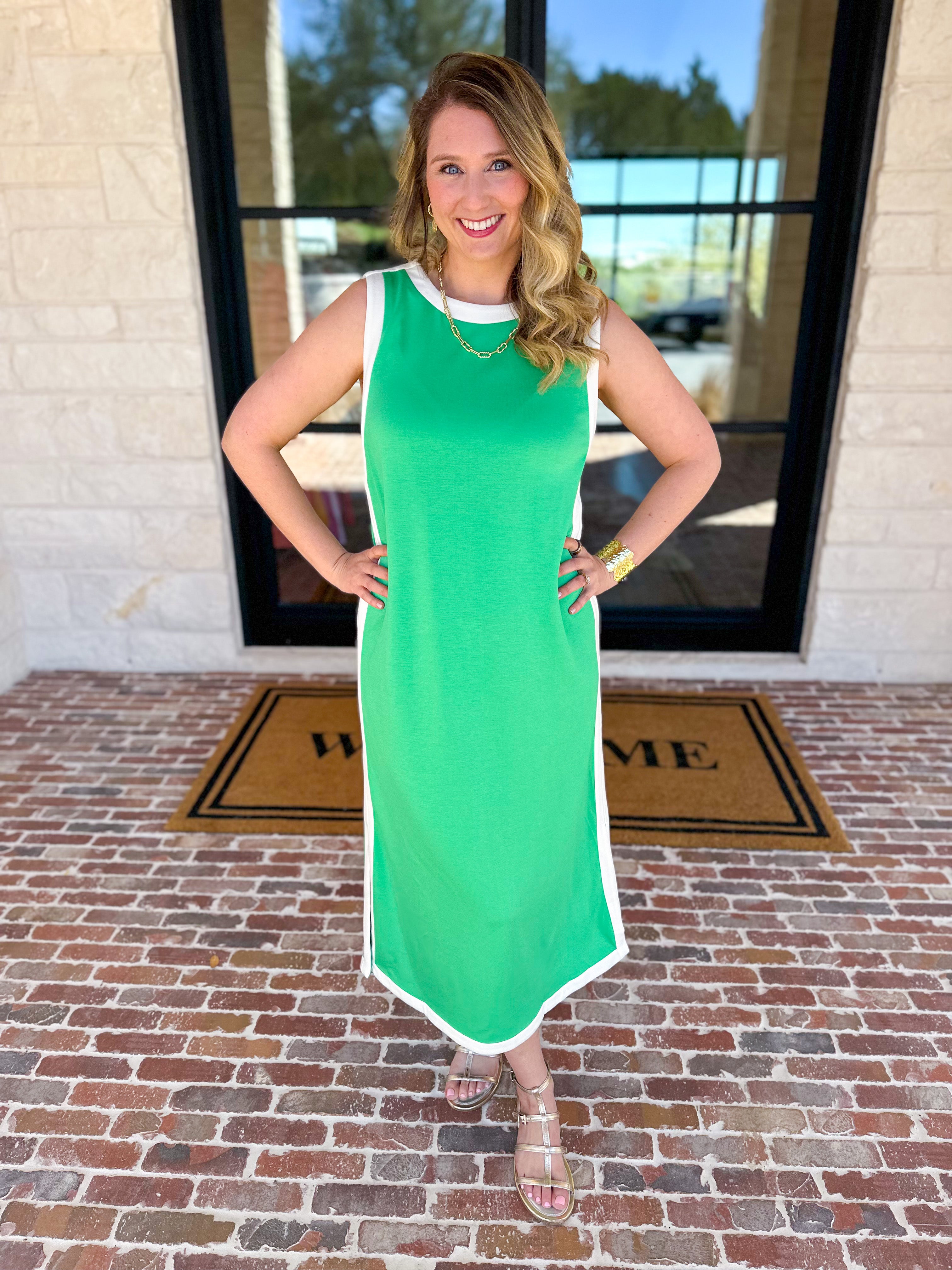 The Casual Cutie Midi Dress - Kelly Green-500 Midi-ENTRO-July & June Women's Fashion Boutique Located in San Antonio, Texas