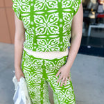 THML -Lime Floral Knit Set-300 Athleisure/Lounge-THML-July & June Women's Fashion Boutique Located in San Antonio, Texas