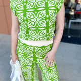 THML -Lime Floral Knit Set-300 Athleisure/Lounge-THML-July & June Women's Fashion Boutique Located in San Antonio, Texas
