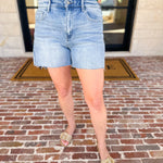 Vervet - Light Wash High Rise Denim Shorts-410 Shorts/Skirts-VEVERT BY FLYING MONKEY-July & June Women's Fashion Boutique Located in San Antonio, Texas