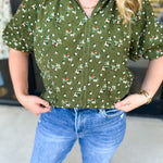 THML - Floral Suede Blouse-200 Fashion Blouses-THML-July & June Women's Fashion Boutique Located in San Antonio, Texas