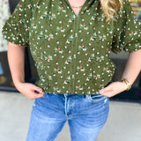 THML - Floral Suede Blouse-200 Fashion Blouses-THML-July & June Women's Fashion Boutique Located in San Antonio, Texas