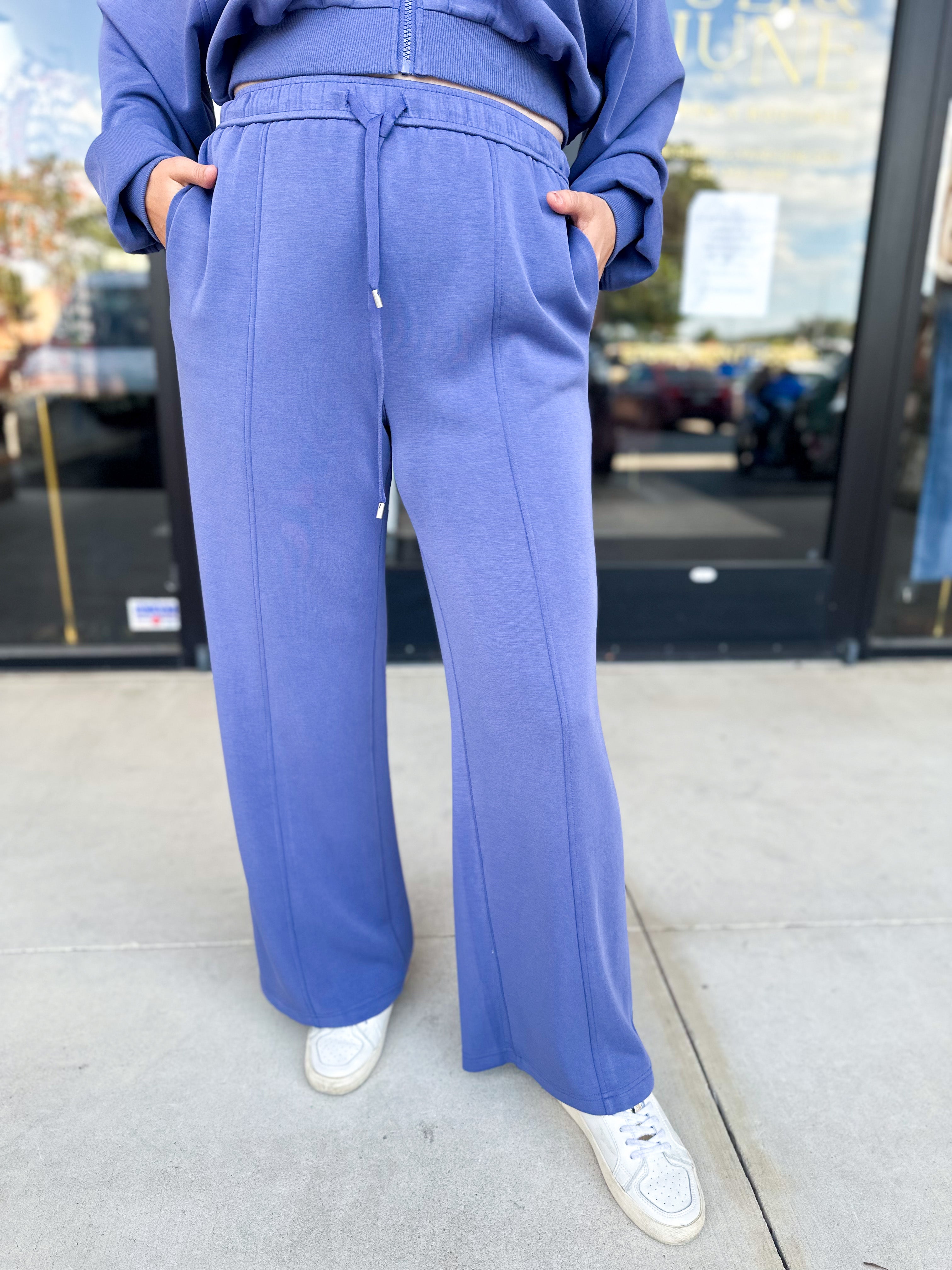 Soft Modal Lounge Pants - Denim Blue-300 Athleisure/Lounge-SKIES ARE BLUE-July & June Women's Fashion Boutique Located in San Antonio, Texas