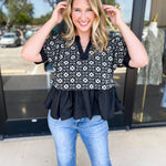 The Fall Peplum Top - Black-200 Fashion Blouses-ENTRO-July & June Women's Fashion Boutique Located in San Antonio, Texas