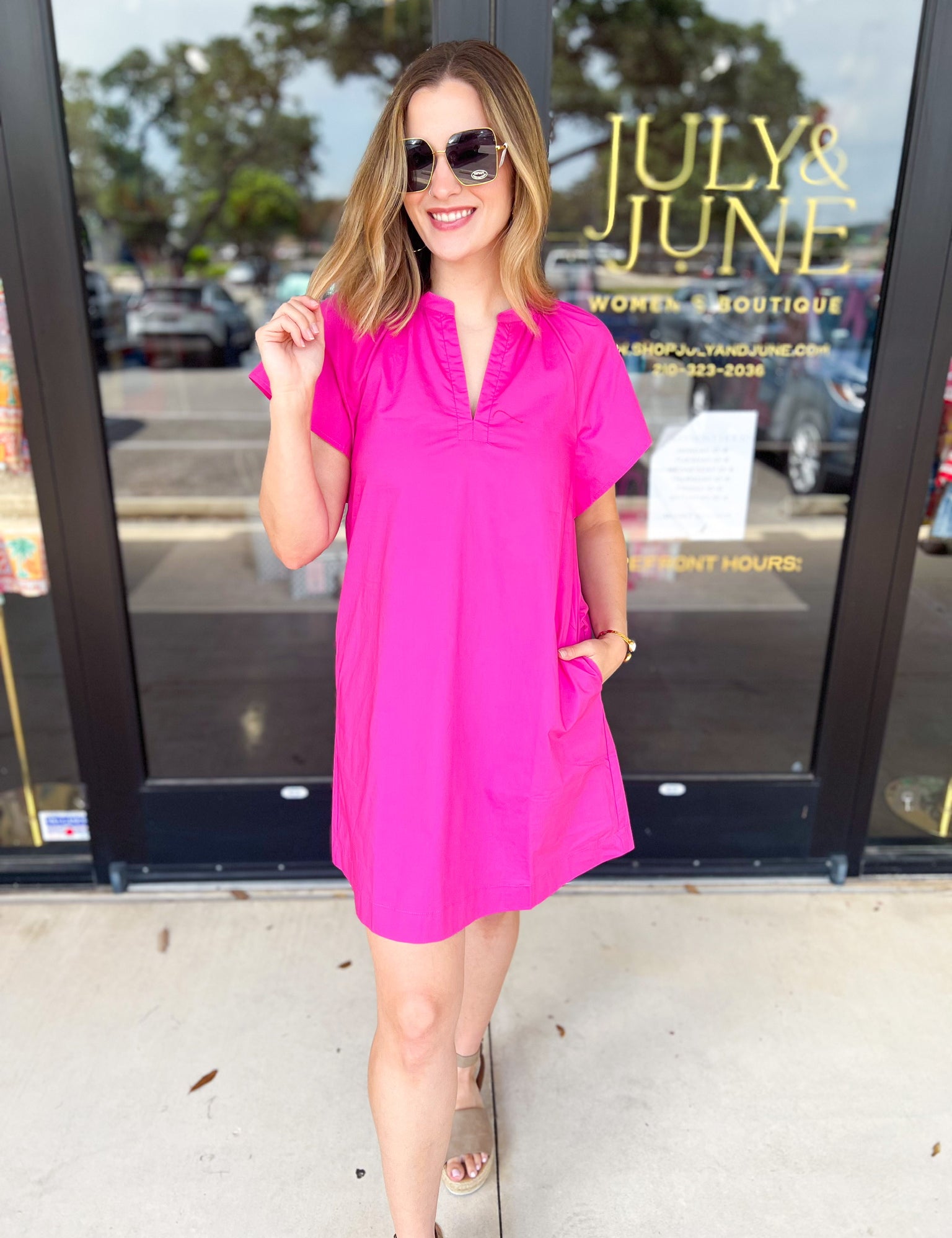 The Melinda Mini Dress - Pink-510 Mini-PINCH-July & June Women's Fashion Boutique Located in San Antonio, Texas