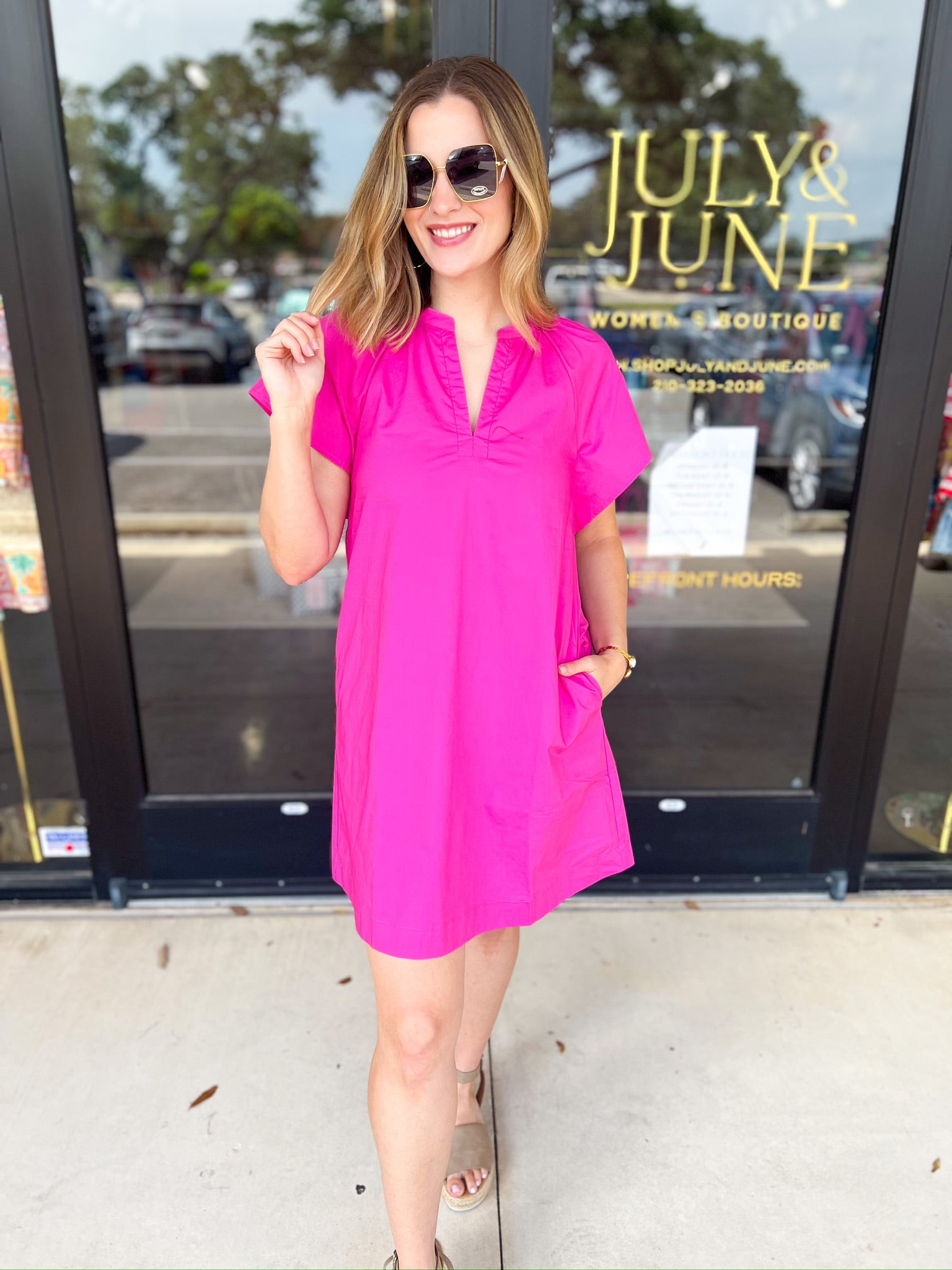 The Melinda Mini Dress - Pink-510 Mini-PINCH-July & June Women's Fashion Boutique Located in San Antonio, Texas