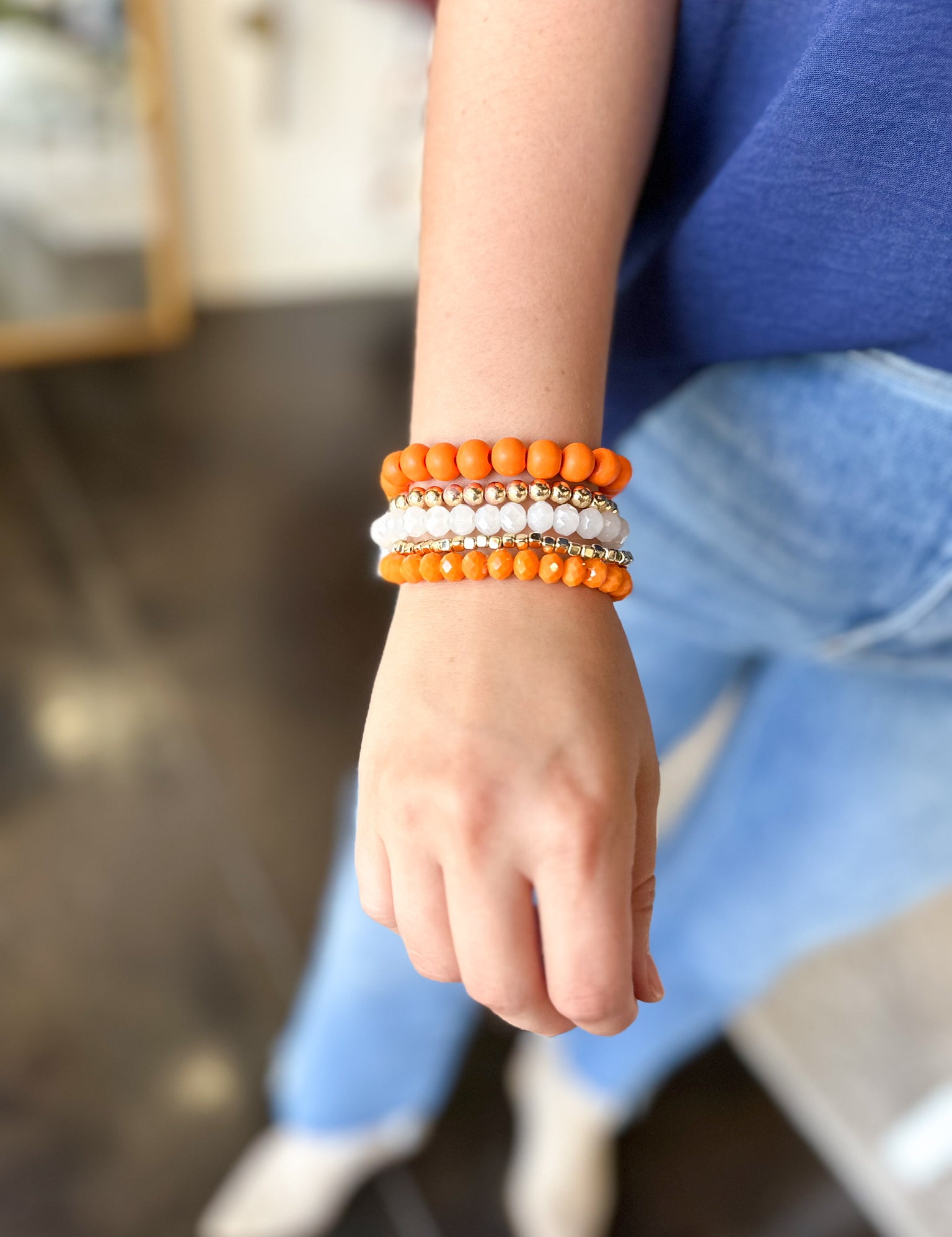 Michelle McDowell - Bracelet Set - Orange & White-110 Jewelry & Hair-Michelle McDowell-July & June Women's Fashion Boutique Located in San Antonio, Texas