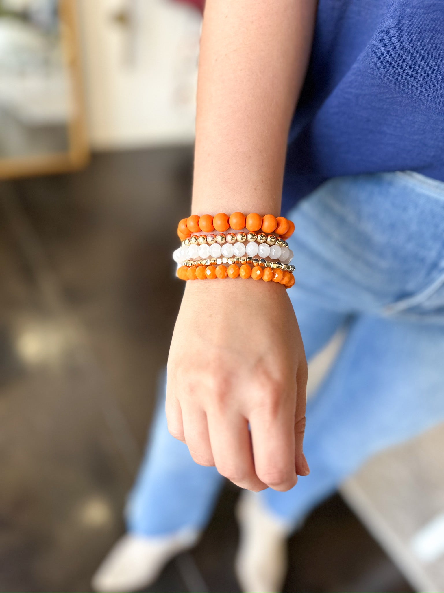 Michelle McDowell - Bracelet Set - Orange & White-110 Jewelry & Hair-Michelle McDowell-July & June Women's Fashion Boutique Located in San Antonio, Texas