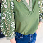 The Lucy Blouse - Green-200 Fashion Blouses-ENTRO-July & June Women's Fashion Boutique Located in San Antonio, Texas