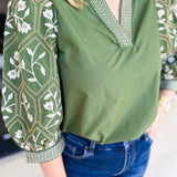 The Lucy Blouse - Green-200 Fashion Blouses-ENTRO-July & June Women's Fashion Boutique Located in San Antonio, Texas
