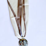 Scarf Necklace - Taupe Round Medallion-110 Jewelry & Hair-HART DESIGNS-July & June Women's Fashion Boutique Located in San Antonio, Texas