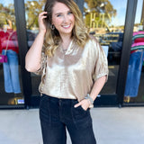 Celebration Blouse - Gold-200 Fashion Blouses-ENTRO-July & June Women's Fashion Boutique Located in San Antonio, Texas