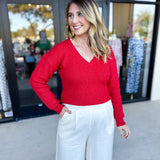 THML - Cherry Pearl Sweater Top-230 Sweaters/Cardis-THML-July & June Women's Fashion Boutique Located in San Antonio, Texas