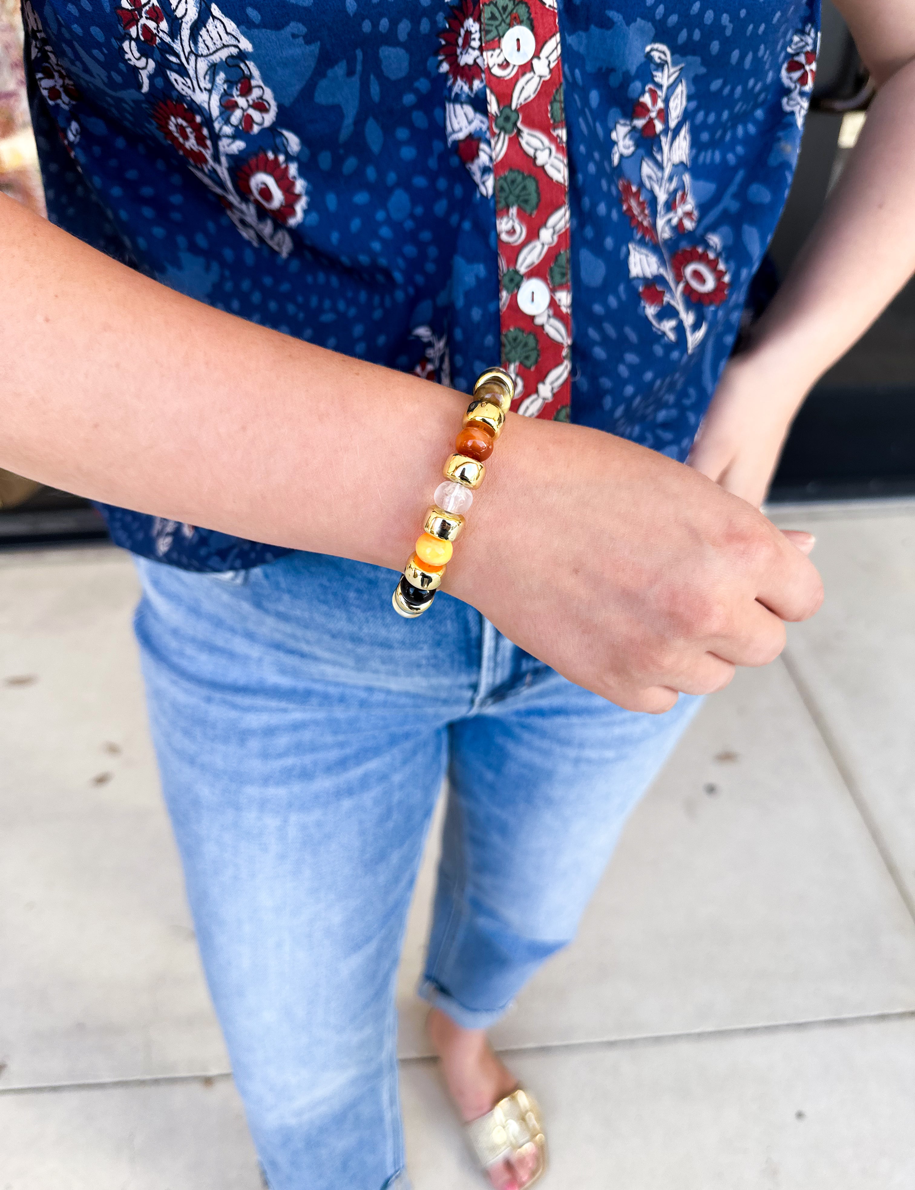 Treasure Jewels - Golden Treats Beaded Bracelet-110 Jewelry & Hair-Treasure Jewels-July & June Women's Fashion Boutique Located in San Antonio, Texas