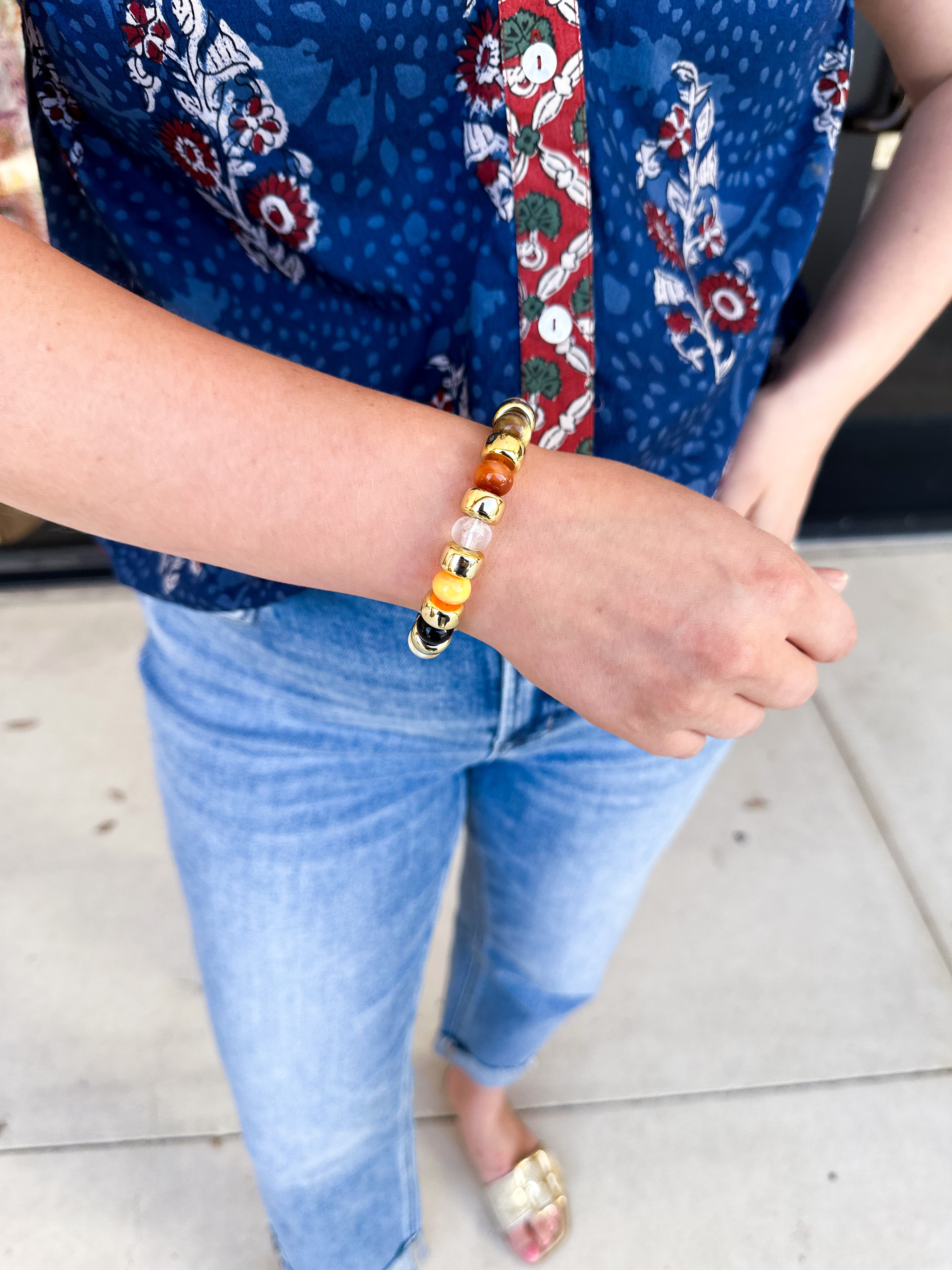 Treasure Jewels - Golden Treats Beaded Bracelet-110 Jewelry & Hair-Treasure Jewels-July & June Women's Fashion Boutique Located in San Antonio, Texas