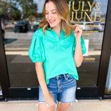 Simply Sweet Blouse - Spearmint-200 Fashion Blouses-PINCH-July & June Women's Fashion Boutique Located in San Antonio, Texas