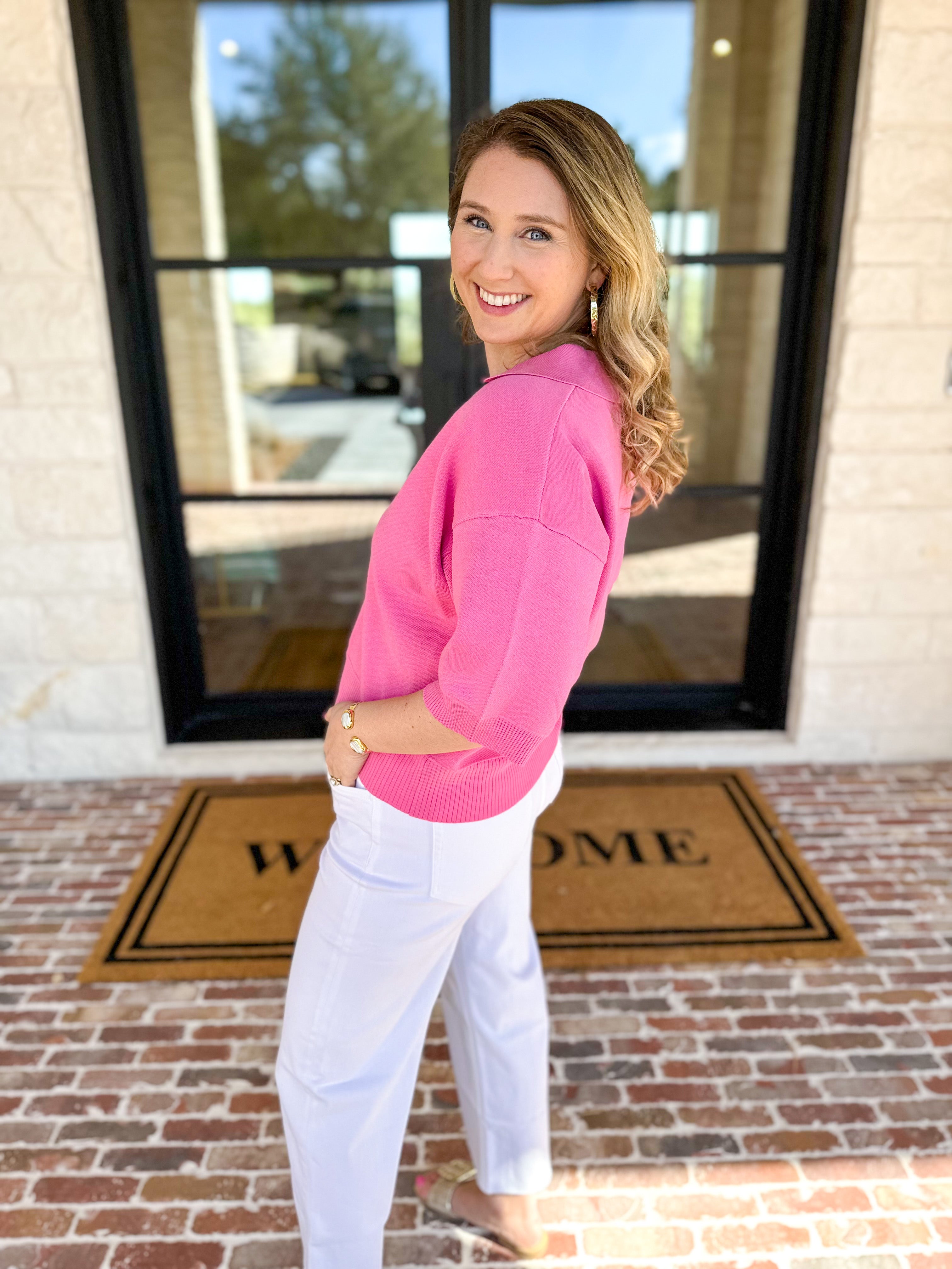The Go-To Girl Sweater Top - Pink-230 Sweaters/Cardis-ENTRO-July & June Women's Fashion Boutique Located in San Antonio, Texas