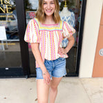 THML - Neon Fiesta Blouse-200 Fashion Blouses-THML-July & June Women's Fashion Boutique Located in San Antonio, Texas