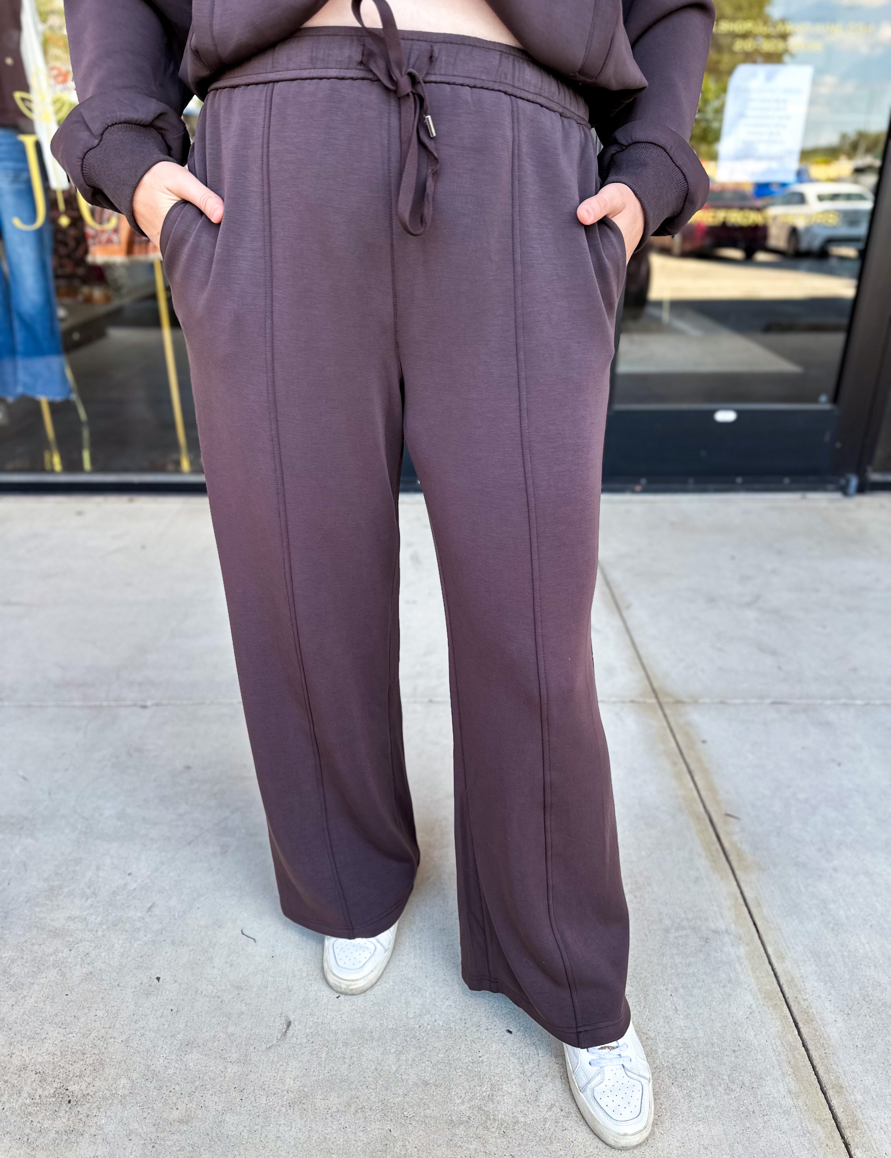 Soft Modal Lounge Pants - Chocolate-300 Athleisure/Lounge-SKIES ARE BLUE-July & June Women's Fashion Boutique Located in San Antonio, Texas