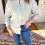 Bow Detailed Blouse - Mint-200 Fashion Blouses-IN FEBRUARY-July & June Women's Fashion Boutique Located in San Antonio, Texas