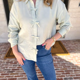 Bow Detailed Blouse - Mint-200 Fashion Blouses-IN FEBRUARY-July & June Women's Fashion Boutique Located in San Antonio, Texas