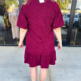 THML- Maroon Corduroy Mini Dress-510 Mini-THML-July & June Women's Fashion Boutique Located in San Antonio, Texas