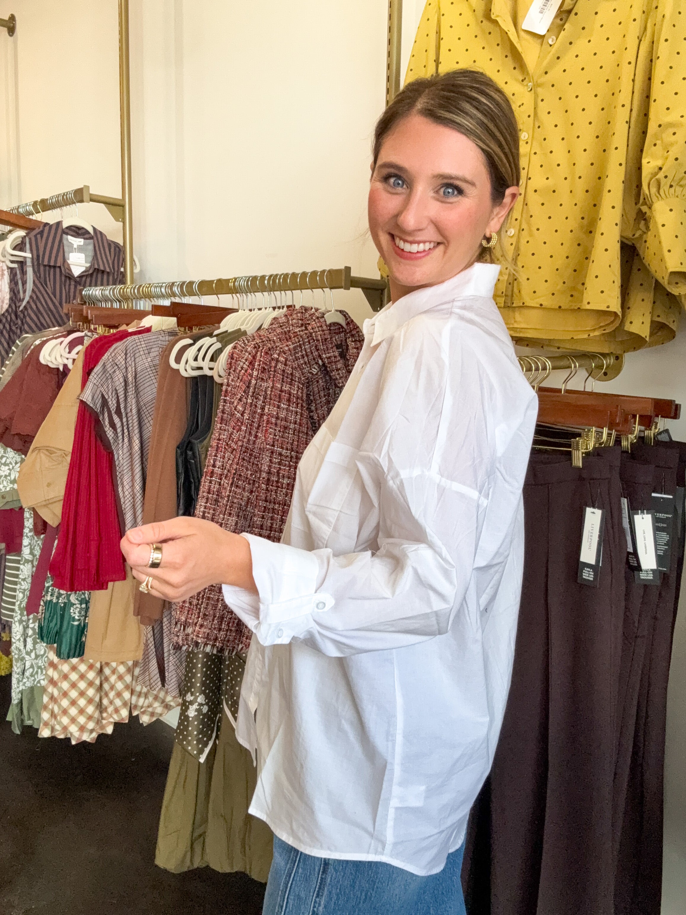 Everyday Cotton White Button Down Shirt-200 Fashion Blouses-BE COOL-July & June Women's Fashion Boutique Located in San Antonio, Texas
