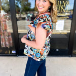 Fun In Fall Florals Blouse-200 Fashion Blouses-ENTRO-July & June Women's Fashion Boutique Located in San Antonio, Texas