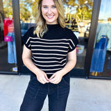 Pink Friday Doorbuster - Mock Neck Knit Sweater Top - Black - ONLINE-PINK FRIDAY DOORBUSTERS-BLU PEPPER-July & June Women's Fashion Boutique Located in San Antonio, Texas