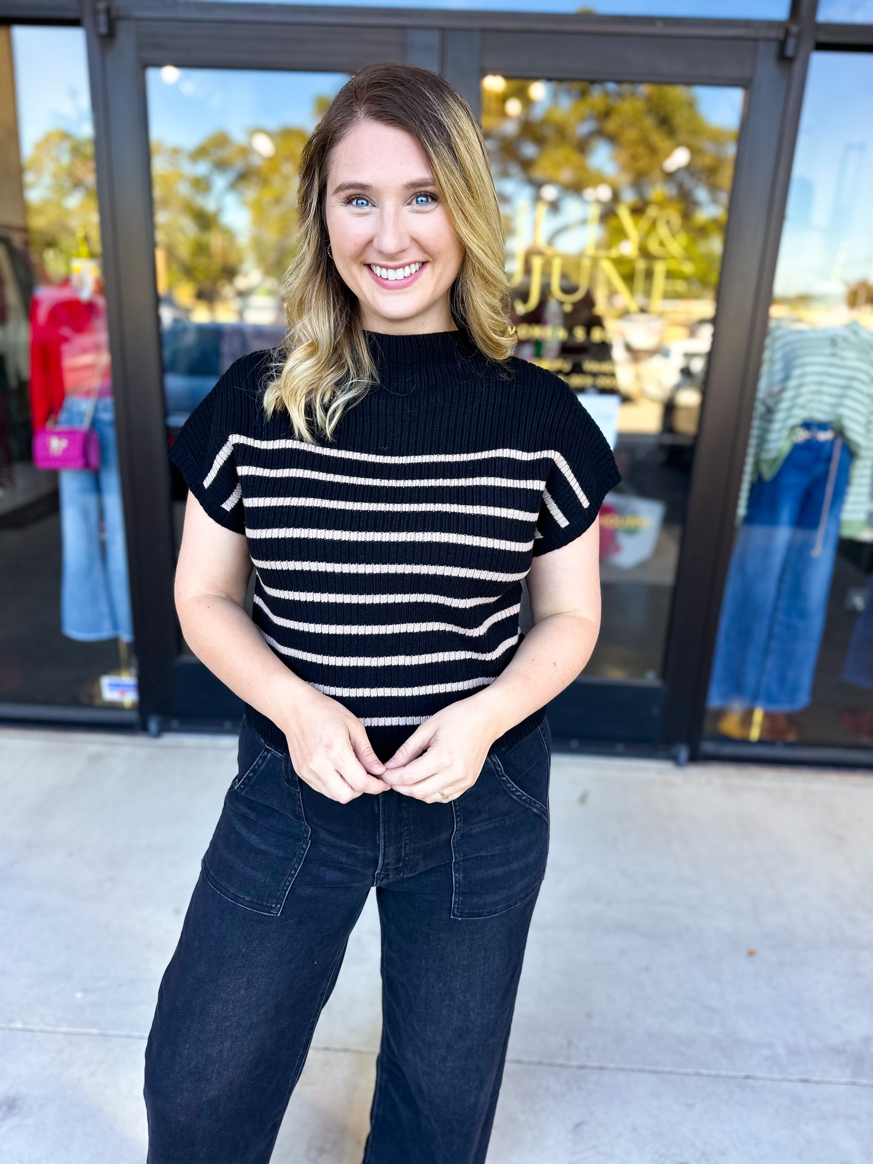 Pink Friday Doorbuster - Mock Neck Knit Sweater Top - Black - ONLINE-PINK FRIDAY DOORBUSTERS-BLU PEPPER-July & June Women's Fashion Boutique Located in San Antonio, Texas