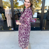 The Wrenlee Wrap Midi Dress - Wine-500 Midi-POLOGRAM-July & June Women's Fashion Boutique Located in San Antonio, Texas