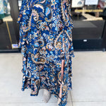 Blue Paisley Midi Skirt-410 Shorts/Skirts-SKIES ARE BLUE-July & June Women's Fashion Boutique Located in San Antonio, Texas