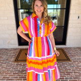 THML - Party Stripe Midi Dress-500 Midi-THML-July & June Women's Fashion Boutique Located in San Antonio, Texas