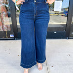 Vervet - Dark High Rise Trouser Wide Leg Jeans-400 Pants-VEVERT BY FLYING MONKEY-July & June Women's Fashion Boutique Located in San Antonio, Texas