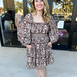 The Wrenlee Mini Dress - Chocolate Brown-510 Mini-POLOGRAM-July & June Women's Fashion Boutique Located in San Antonio, Texas