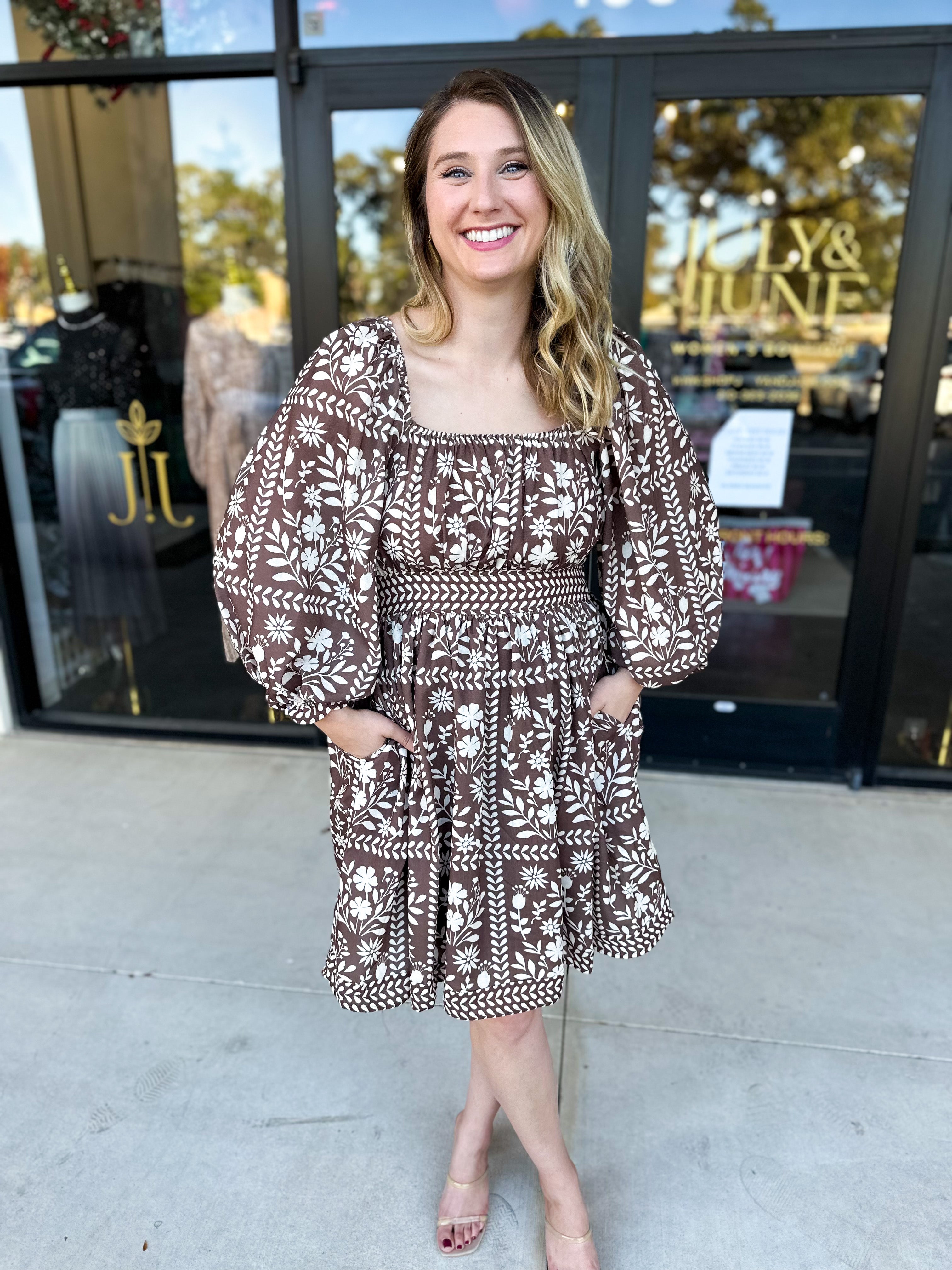 The Wrenlee Mini Dress - Chocolate Brown-510 Mini-POLOGRAM-July & June Women's Fashion Boutique Located in San Antonio, Texas