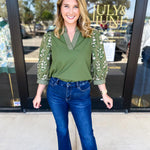 The Lucy Blouse - Green-200 Fashion Blouses-ENTRO-July & June Women's Fashion Boutique Located in San Antonio, Texas