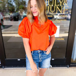 Orange Crush Blouse-200 Fashion Blouses-PINCH-July & June Women's Fashion Boutique Located in San Antonio, Texas