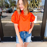 Orange Crush Blouse-200 Fashion Blouses-PINCH-July & June Women's Fashion Boutique Located in San Antonio, Texas