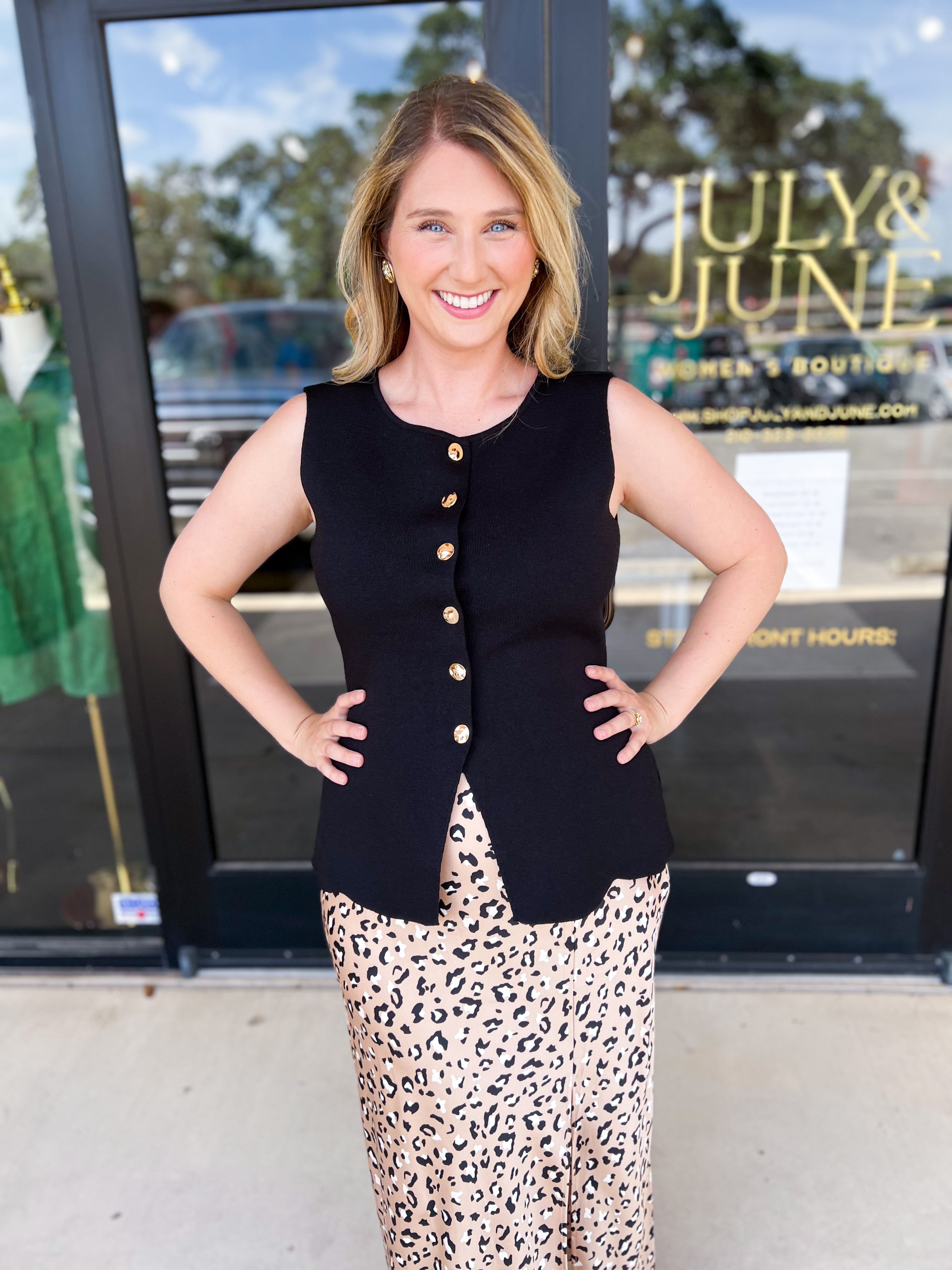 The Sophie Vest - Black-600 Outerwear-SKIES ARE BLUE-July & June Women's Fashion Boutique Located in San Antonio, Texas